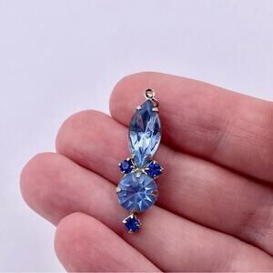 Mid Century Winter Theme Blue Rhinestone Pendant